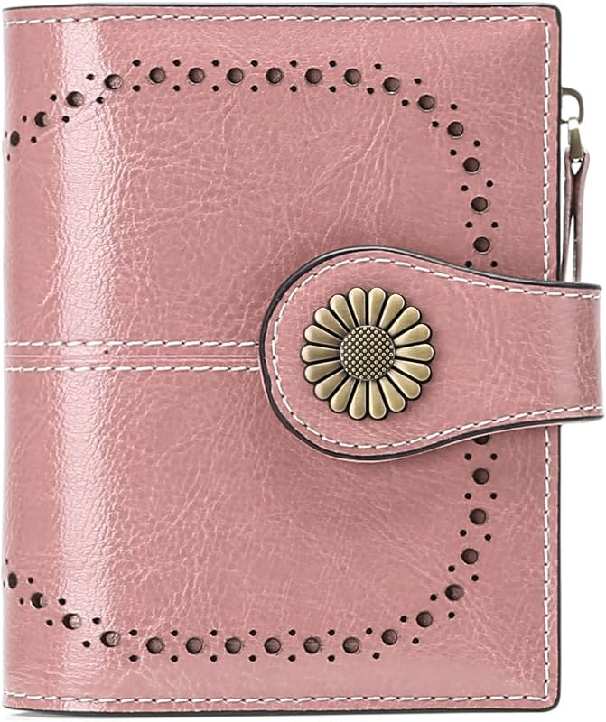SENDEFN Cartera pequeña para mujer Tarjetero plegable de cuero Bloqueo RFID con bolsillo para monedas con cremallera