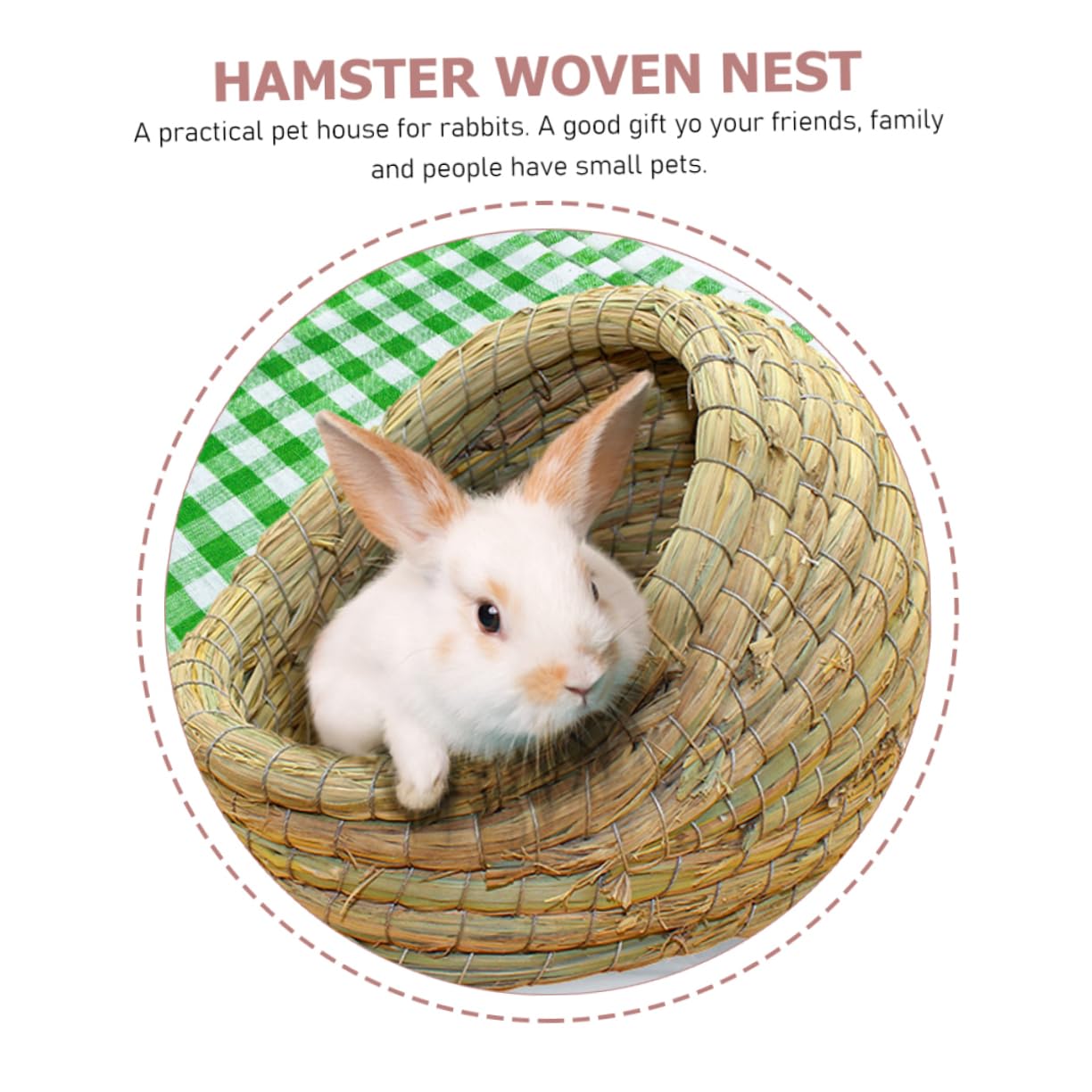 Geflochtenes Kaninchennest aus Stroh für Kleintiere Grün | Großformat, Geeignet für Kleine Tiere und Kaninchen, zum Spielen für Kurze Ruhephasen