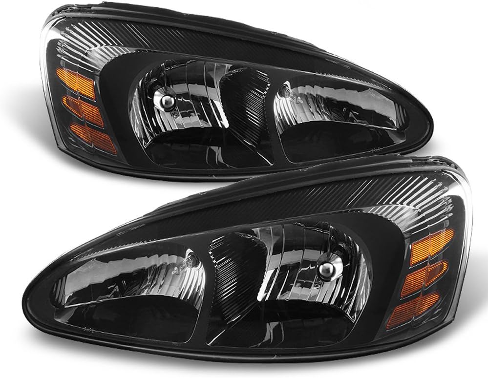 ACANII - For 2004 2005 2006 2007 2008 Pontiac Grand Prix Black Housing Headlights Headlamps Assembly Pair Set Left+Right