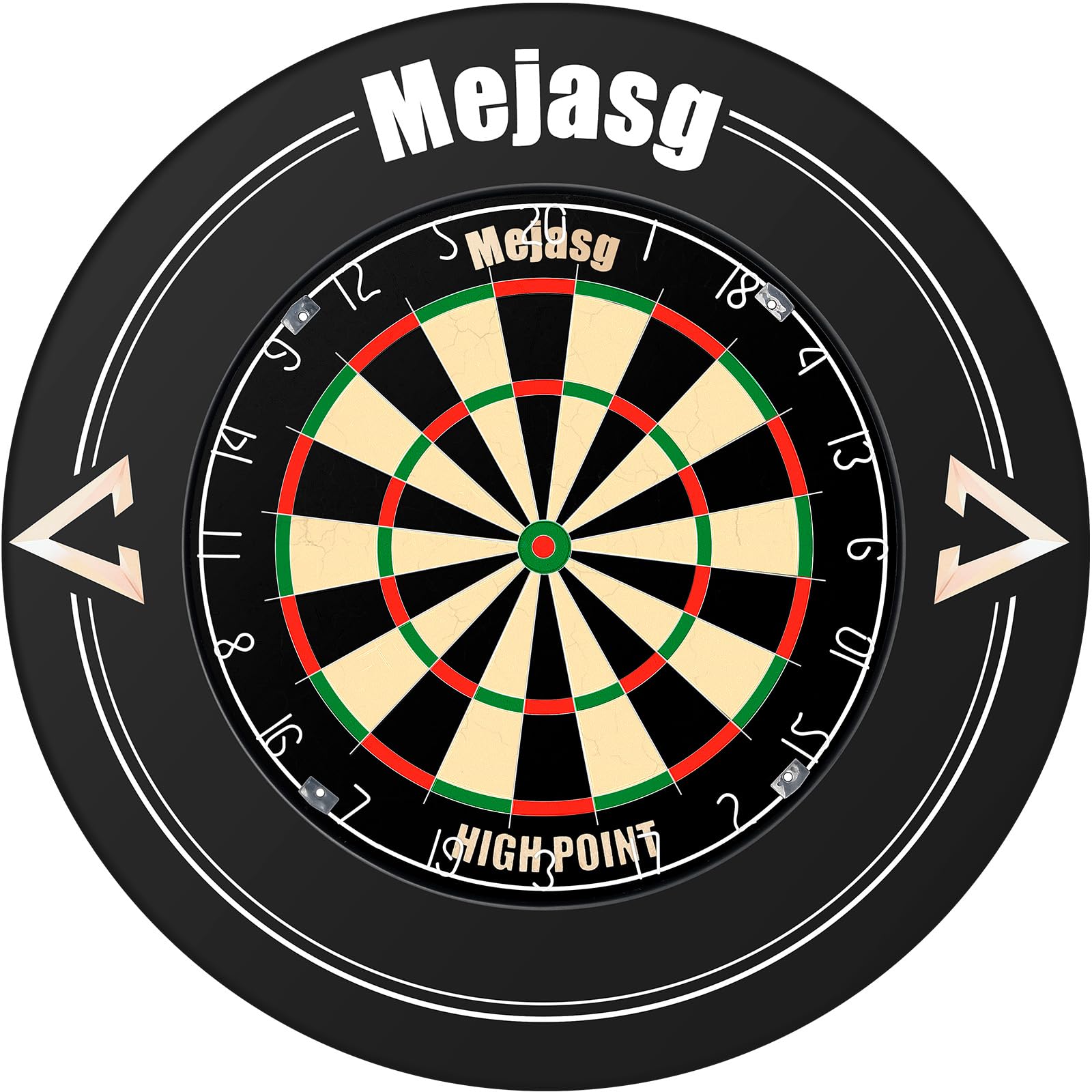 Mejasg Profi Dartscheibe Sisal mit PU Dartscheibe Surround, Sisal Dartscheibe Outdoor mit 6 Dartpfeile aus Metall und Abnehmbaren Zahlenring, Klassische Dartboards Dartscheibe Set für Erwachsene