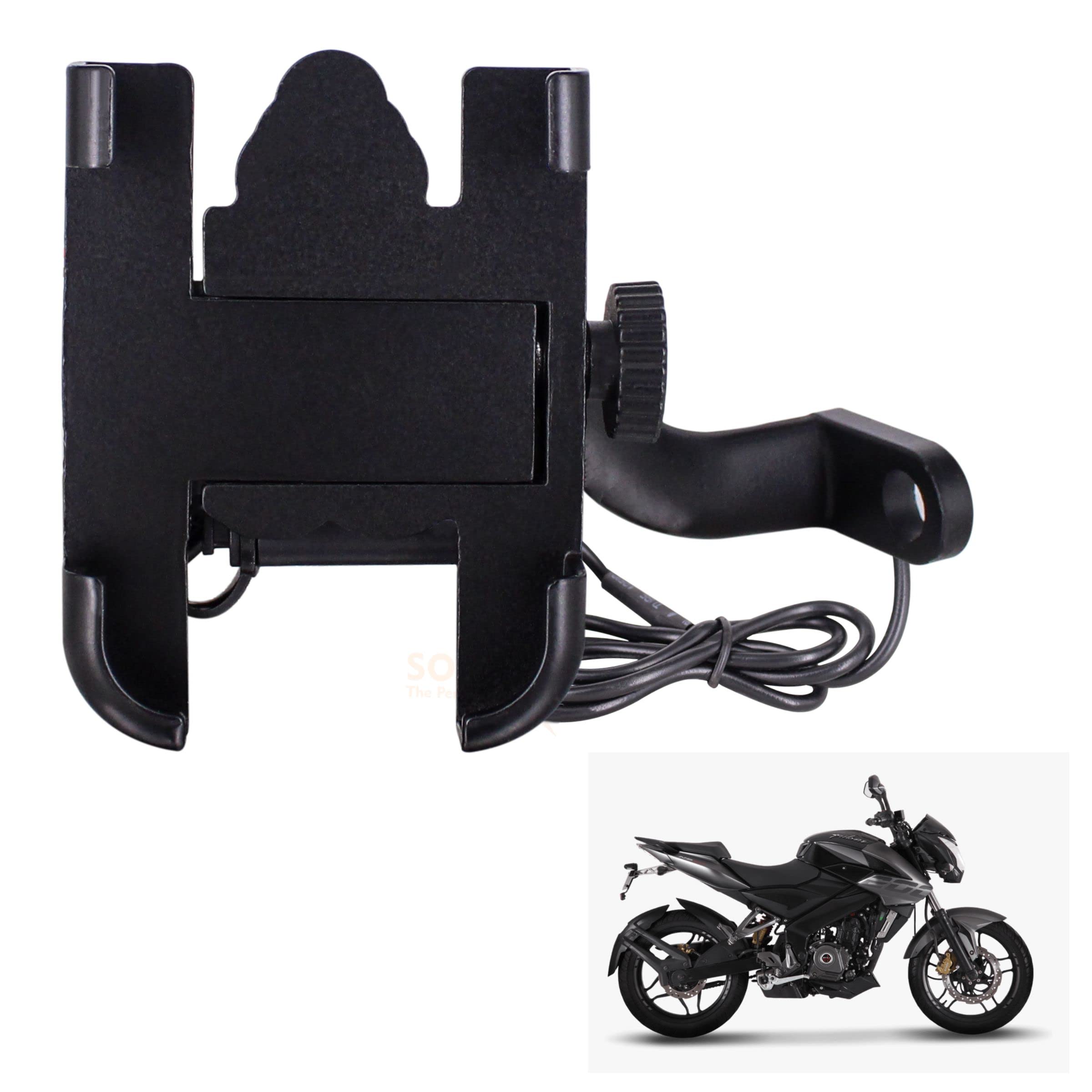 CNC Bike Mount Holder for Navigation 360 Degree Rotating Handlebar Metal Body Cradle Stand Fits for All Smartphones (CNC Metal Holder with USB Charger) for Bajaj Pulsar NS200 (Pack of 1Pcs)-image-47
