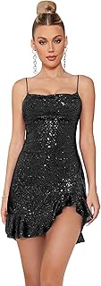 Sparkly Glitter Mini Homecoming Dress for Teens Short Cocktail Party Dress with Ruffle Sequins Prom Gown - Buy now