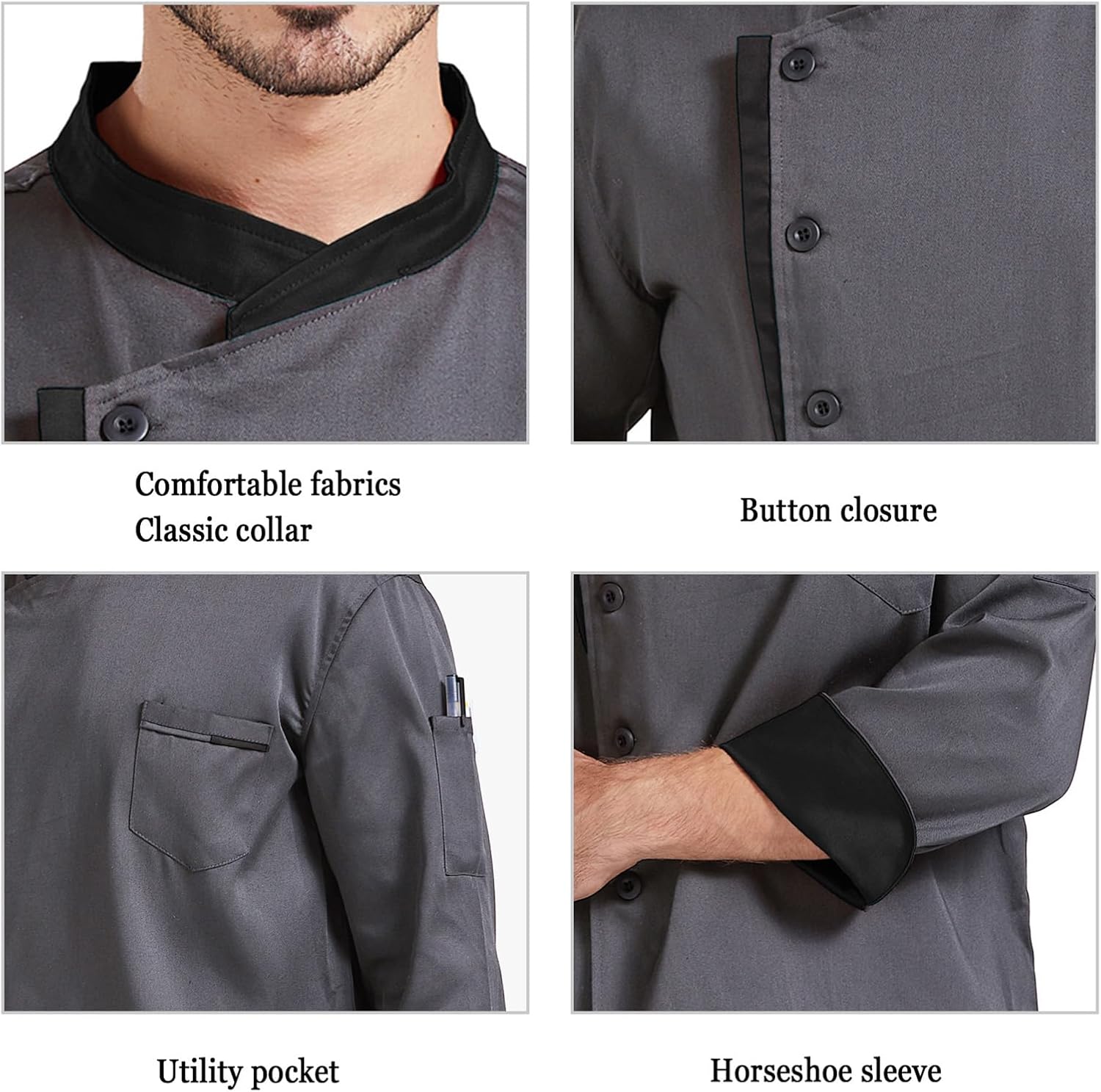 Nanxson Unisex Chef Jacket Men's Chef Coat Restaurant Kitchen Chef Uniform CFM0016 - Image 5