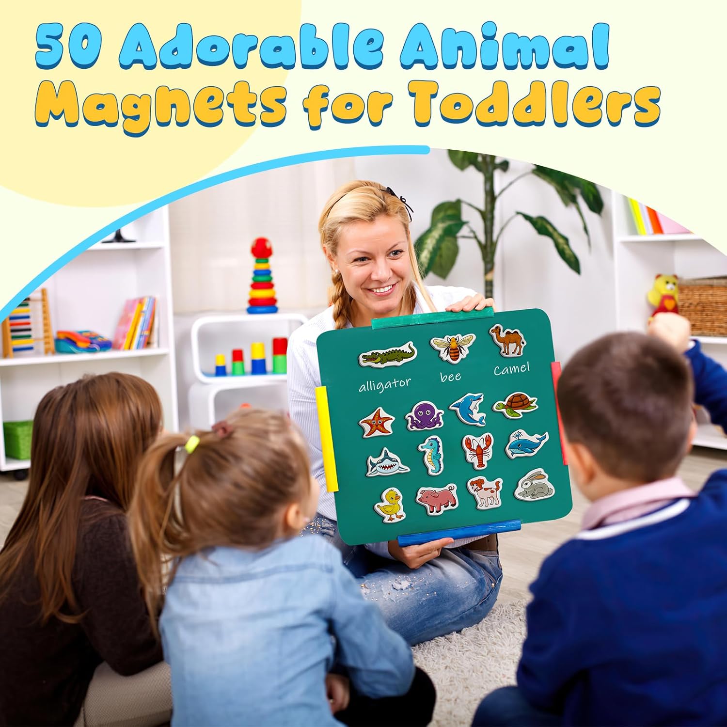 Magnetic Animals,50 PCS Fridge Magnets for Toddlers,Farm Animals Wild Zoo Sea Ocean Animals Refrigerator Magnets for Kids,Educational Learning Magnetic Toys for Whiteboard Preschool Baby