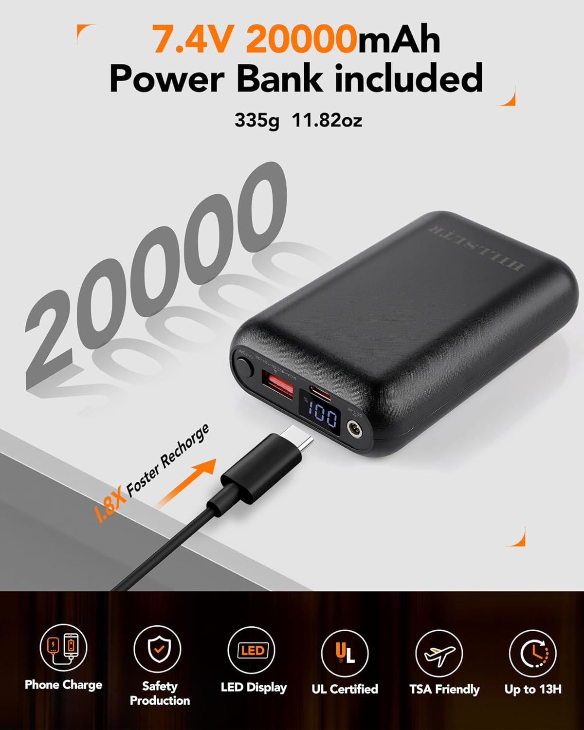 Men's Heated Vest with 20000mAh 7.4V Rechargeable Battery Pack - Electric Heating Vest for Outdoor Activities - Image 5