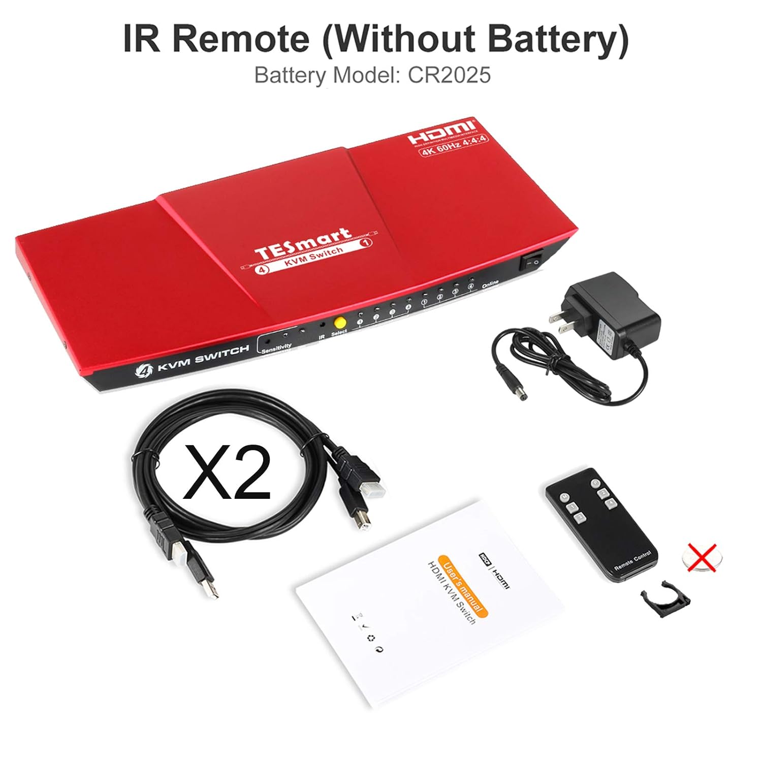 Cheapest 🛒 TESmart Newest HDMI KVM Switch 4 Port 4K @60Hz Ultra HD 4x1 with 2 Pcs 5ft KVM Cables Supports Keyboard & Mouse Pass Through USB 2.0 Device (Red)