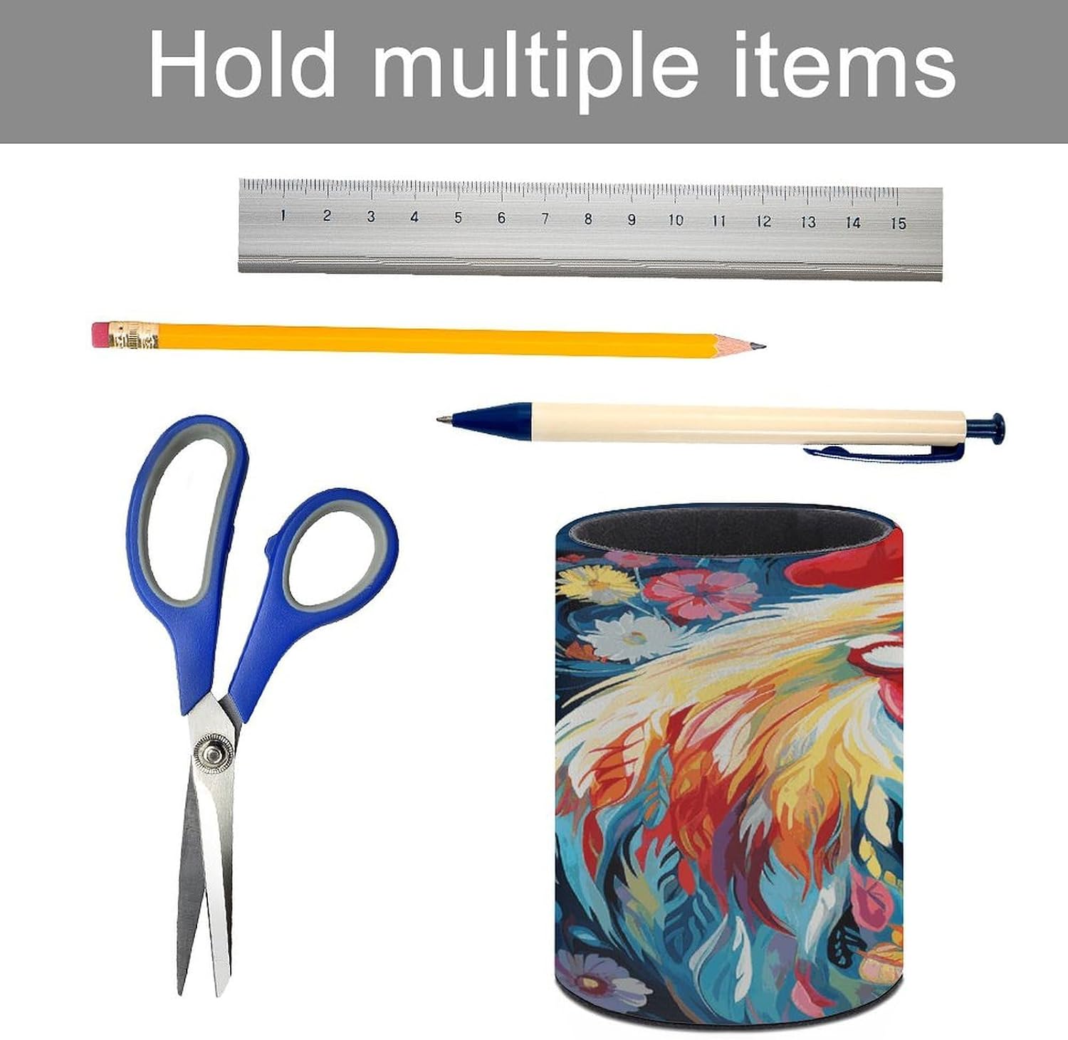 Art Colorful Chicken Pen Holder Cup Fashion PU Leather Pencil Cup Minimalist Pen Organizer Round Pencil Holder Stand Work Locker Accessories for Decoration Desk Office Home image 5