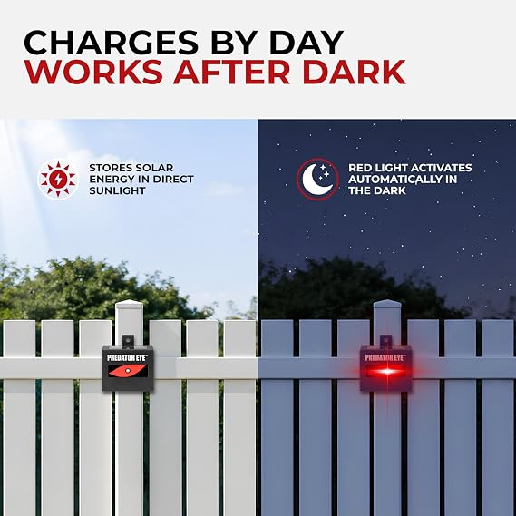 ASPECTEK Predator Eye Solar Animal Deterrent - 2 Pack, Flashing Red Light Repeller to Help Scare Coyotes, Deer, Raccoons, Skunks and Foxes, Outdoor Pest Control for Garden, Yard, Farm and Coop