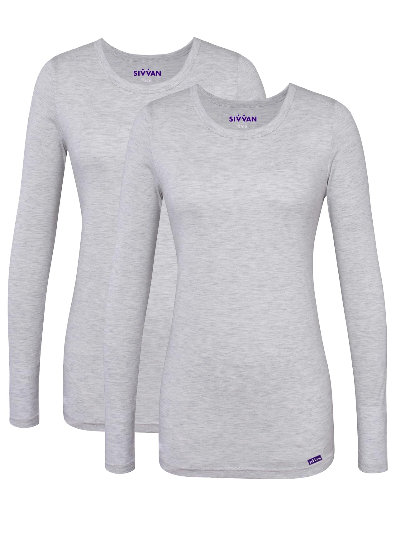 Sivvan Scrubs for Women - Long Sleeve Comfort Underscrub Tee 2-Pack