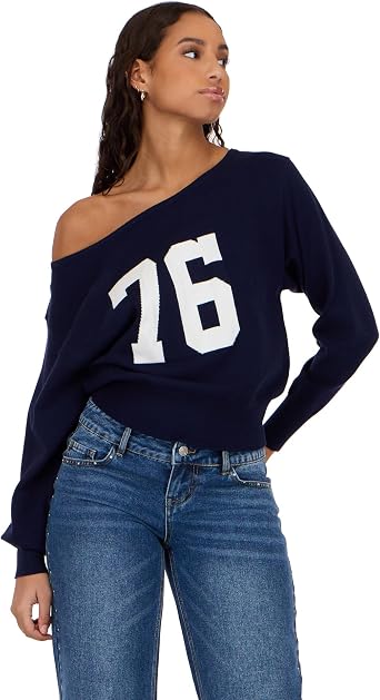 Forever 21 Women's Off Shoulder Slouchy Sweater with High Rib Start
