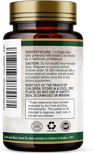 Vista 8 de Suplementos de aceite de pescado Omega 3 – 2400 mg de aceite de pescado por porción – Omega-3 de triple fuerza con ácidos grasos EPA y DHA – Apoyo