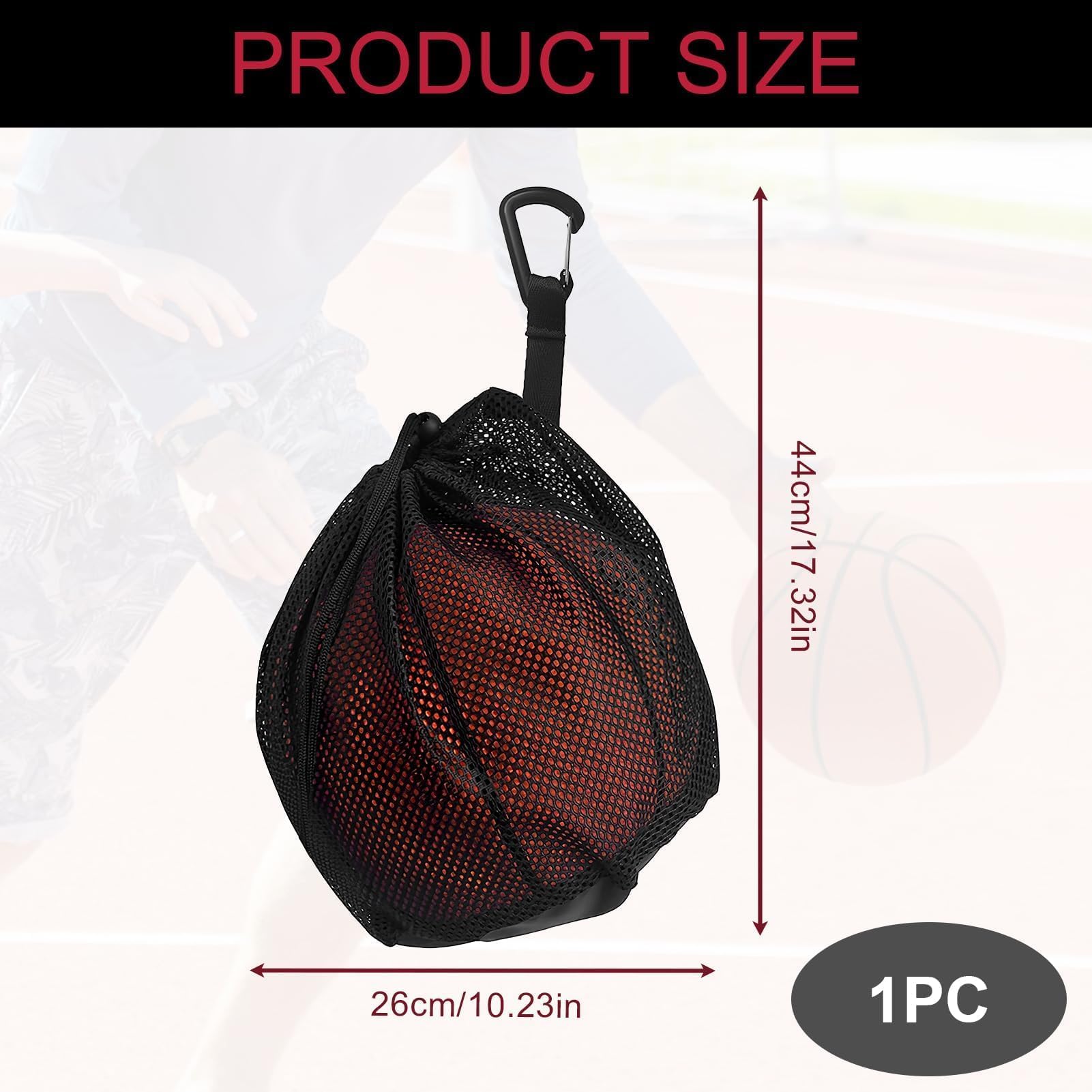 Sac à Ballon Portable avec Filet pour Basket-Ball, Football, Volleyball, Tennis - Gris