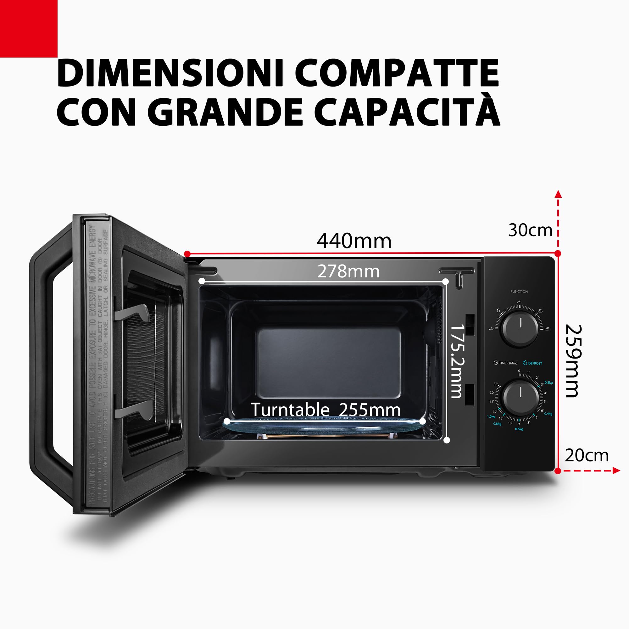Toshiba MW2-MG20P(BK) 3-en-1 Four Micro-ondes Grill Combiné, 20 L, 5 Niveaux de Puissance Réglables, Minuteur, 800 W, Grill 1000 W, Noir