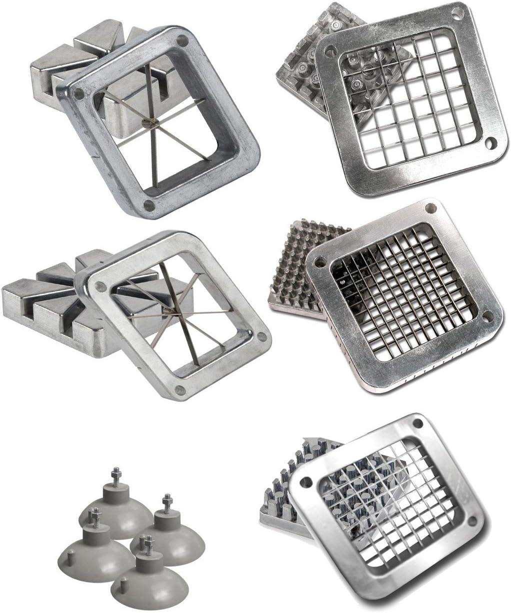 Tiger Chef Duty Commercial Grade French Fry Cutter Replacement Blades includes 1/2, 1/4 and 3/8 Dicer Blades and Blocks and 6 plus 8 wedge blades and blocks