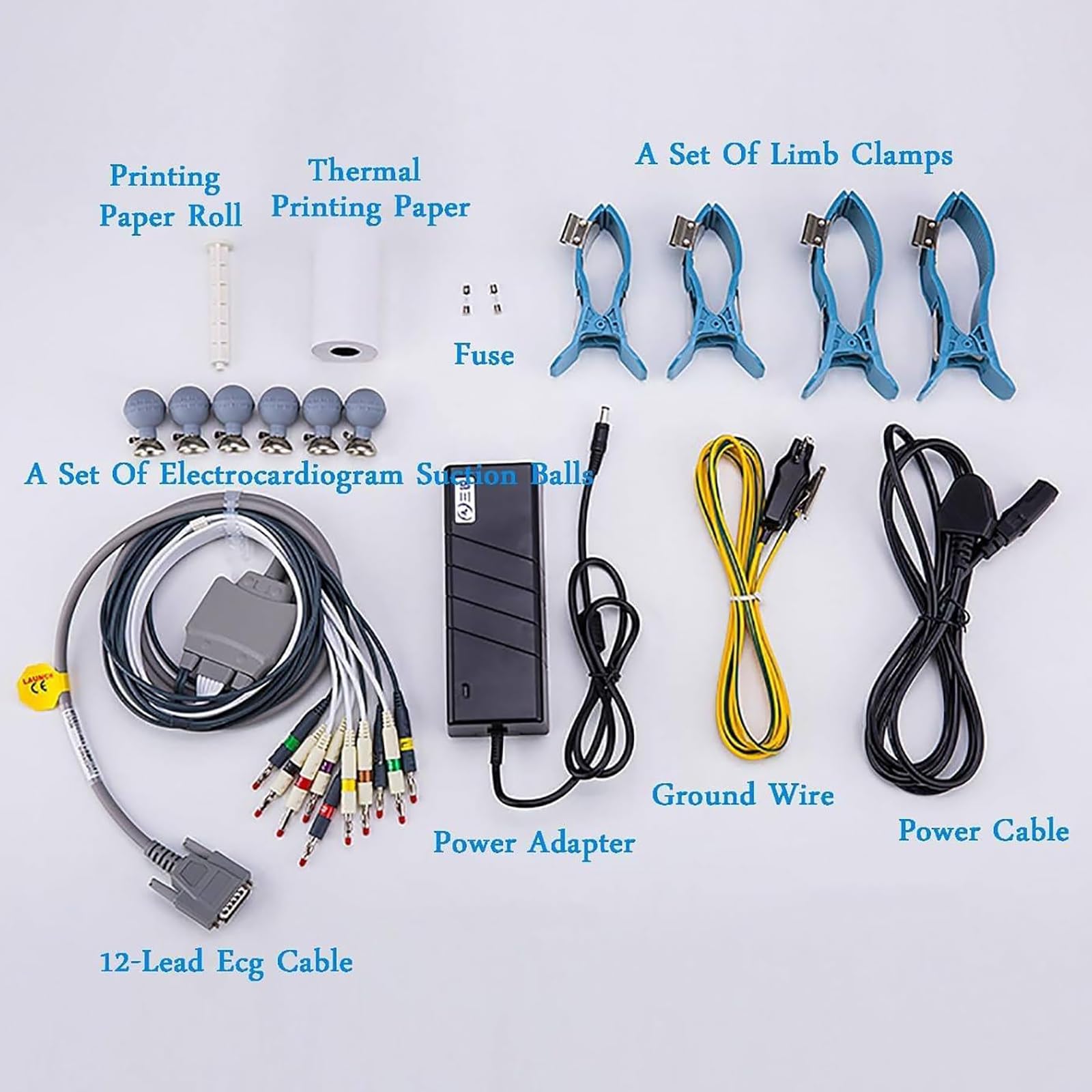 Macchina ECG Portatile a 12 Derivazioni, Registrazione ECG E Frequenza Cardiaca in 12 Canali, Widescreen da 5 Pollici con Carta da Stampa, Acquisizione E Analisi dei Dati ECG in Tempo Reale