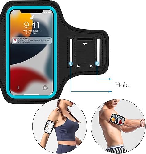 Miniatura 6 de Brazalete impermeable para teléfono celular, 6.8 pulgadas x 3.2 pulgadas ampliar la bolsa de teléfono para correr, caminar, deportes y montañismo