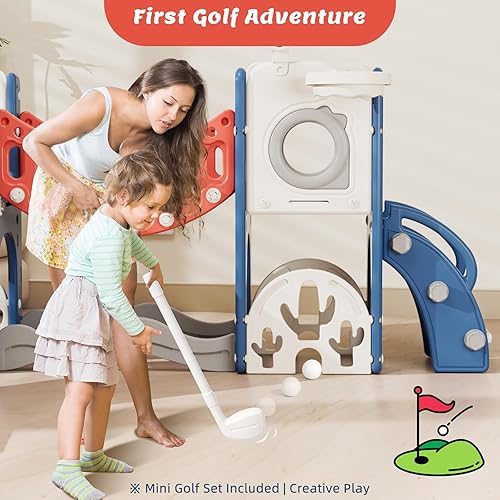 Miniatura 5 de KORIMEFA Juego de toboganes para niños pequeños 10 en 1, tobogán para niños pequeños, parque infantil interior y exterior para niños pequeños de 1 a