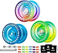Vista 10 de MAGICYOYO YoYo K1 Plus responsivo que brilla en la oscuridad en verde para niños principiantes, YoYo de plástico ABS con guante, bolsa