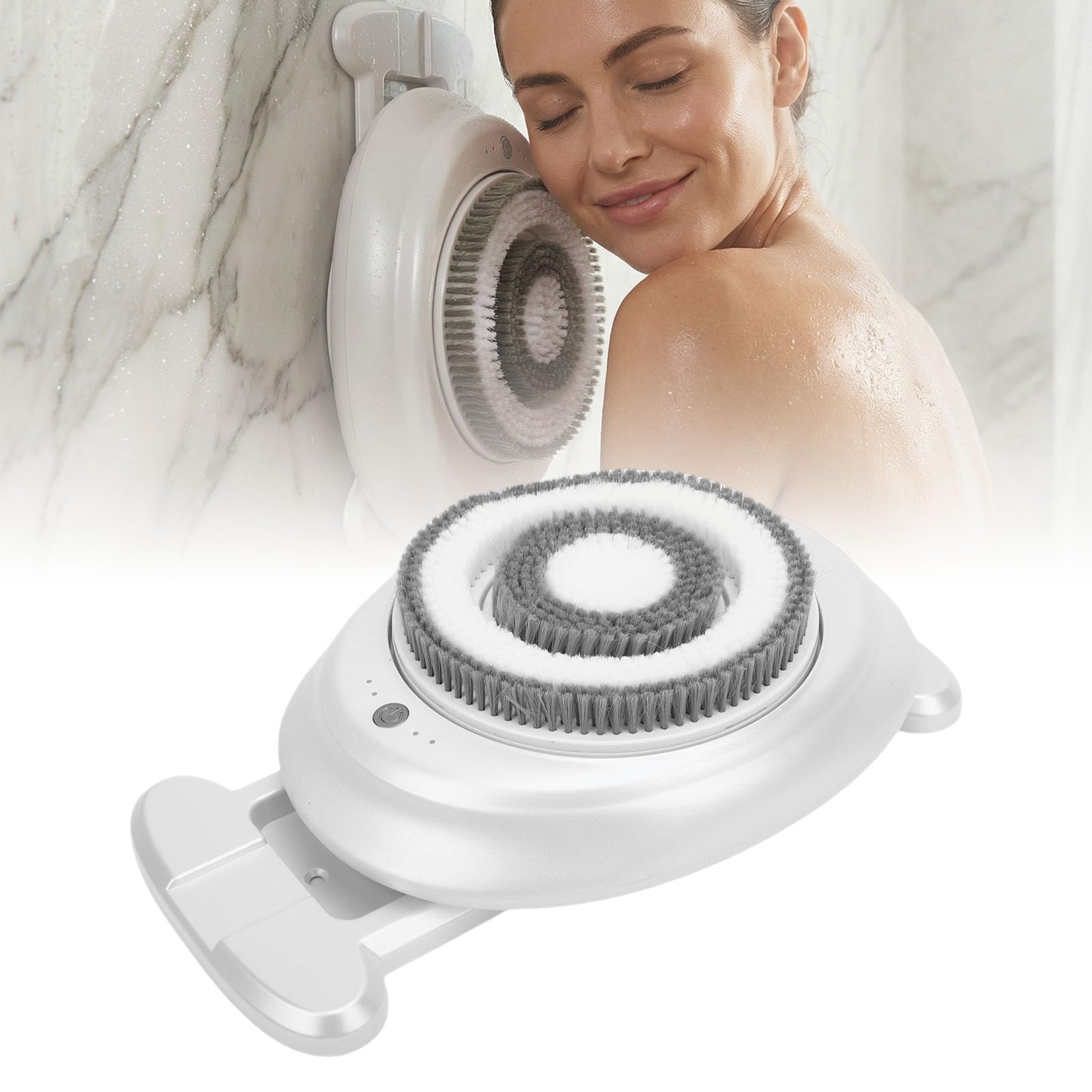 Elektrische Körperbürste von Brrnoo, höhenverstellbar wandmontierbar, weiche Borsten hoher Dichte für sanfte Tiefenreinigung und Massage – ideal für Zuhause und Reisen