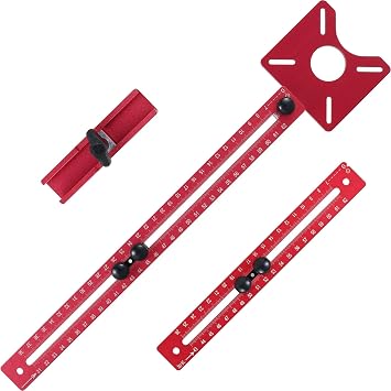 4 in 1 Router Milling Groove Bracket, Router Jigs for Woodworking, Router Circle Cutting Jig, Cabinet Hardware Jig and Router Guide, Adjustable Cabinet Template Tool for Woodworking