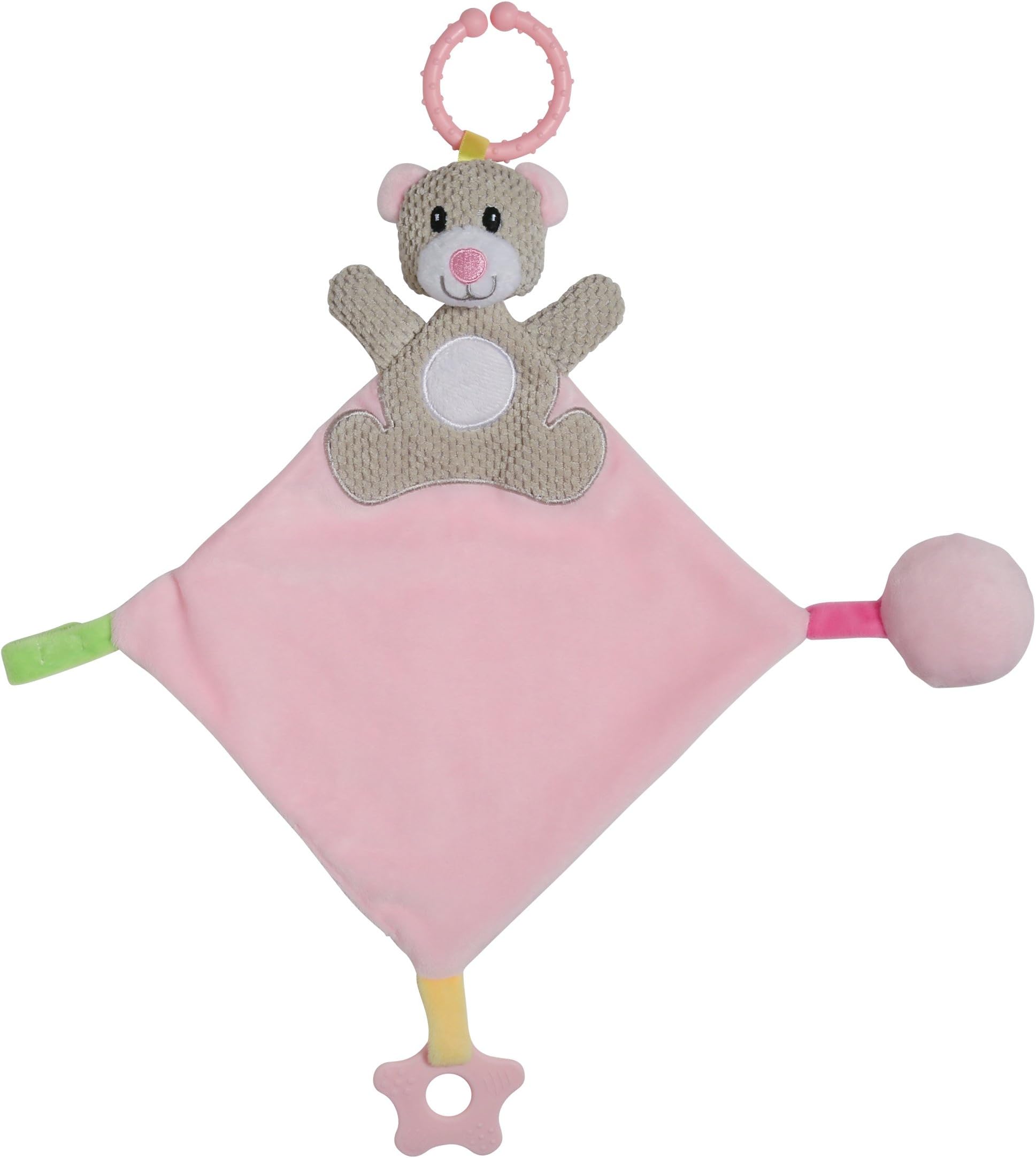 Cudlie! Bear Head Activity Lovie Security Blanket, Pink