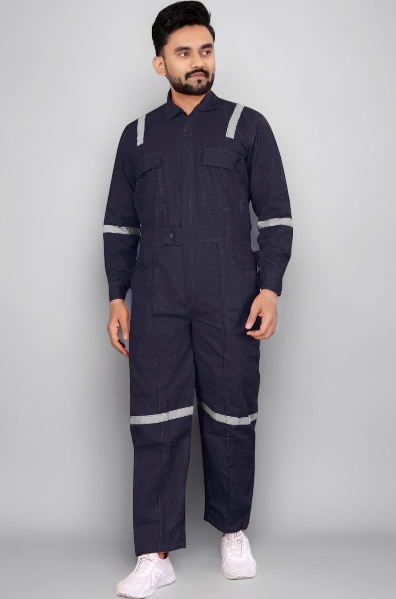 Men's Cotton Industrial Work WEAR Industrial Coverall Boiler Suit with Reflective Tape