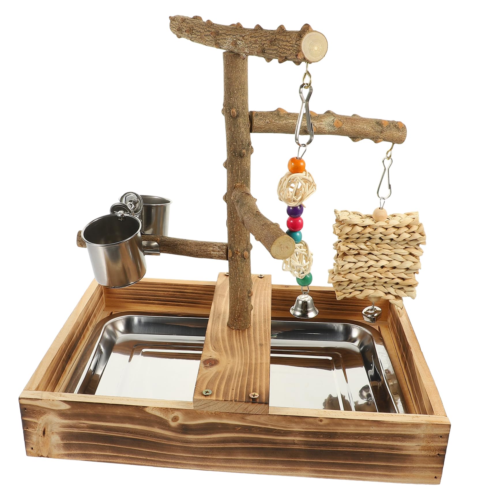 TOYANDONA Soporte de Madera para Periquitos y Juguete para Aves Accesorios de Jaula para Mascotas Estación de y Resistente