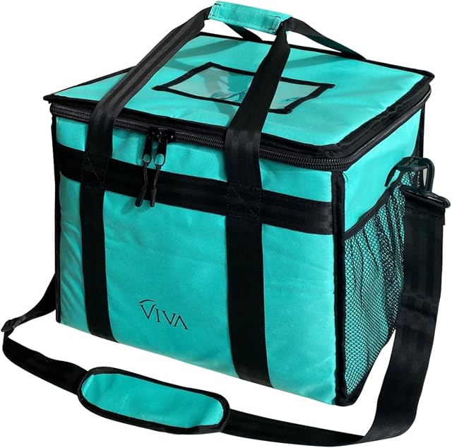 Viva - 57L Insulated Large Delivery Bag for Hot & Cold Food, Ideal for Car, Backpack, Bike, Motorbike, Uber Eats, Deliveroo, Just Eats, Takeaway, Fast Food, Catering, Grocery (Turquoise)