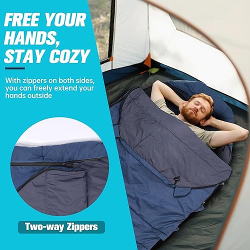 Miniatura 36 de REDCAMP Saco de dormir ultraligero para mochileros, senderismo, comodidad para adultos en clima cálido, con saco de compresión 2-Sobre