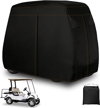 Golf Cart Cover 4 Passenger Outdoors 420D Waterproof 114"L Universal club car Golf Cart Covers with Zipper,Compatible with EZ-GO, Club Car, Yamaha Golf Cart heavy duty