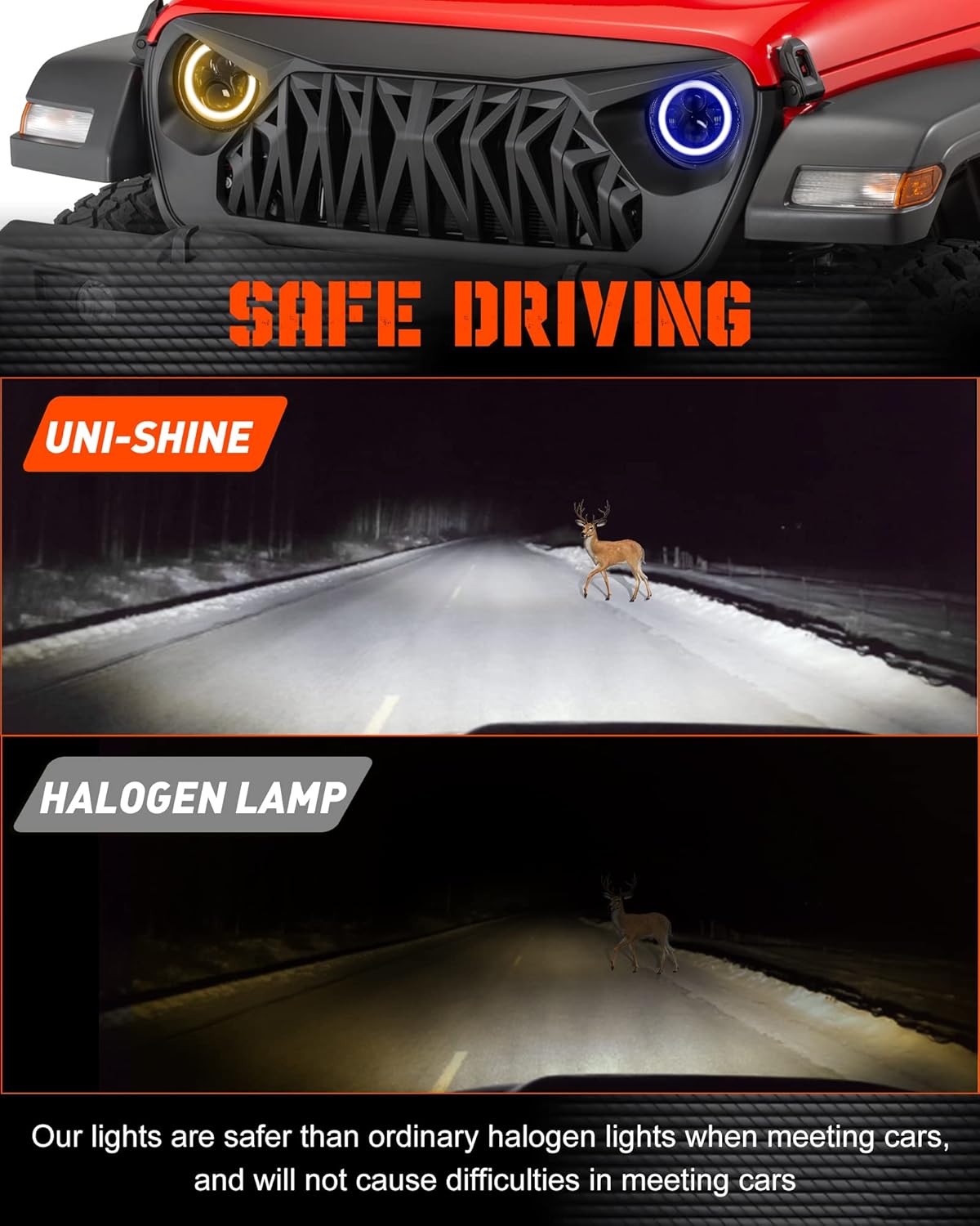 Bеѕt Quаlіtу 🔥 7 inch led headlight, Round H6024 led Headlight Blue Halo headlight Running Amber Turn Signal Seal Beam 7 round headlights Compatible with Jeep Wrangler JK TJ JL CJ