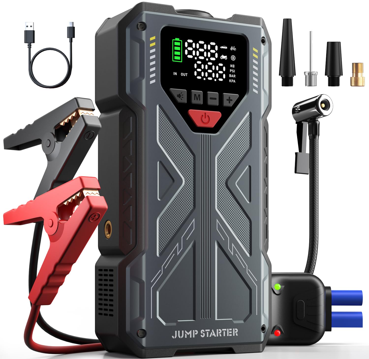 Portable Car Battery Jump Starter with Air Compressor 150PSI 4000A Jump Starter Jumper Box for Car Battery Portable