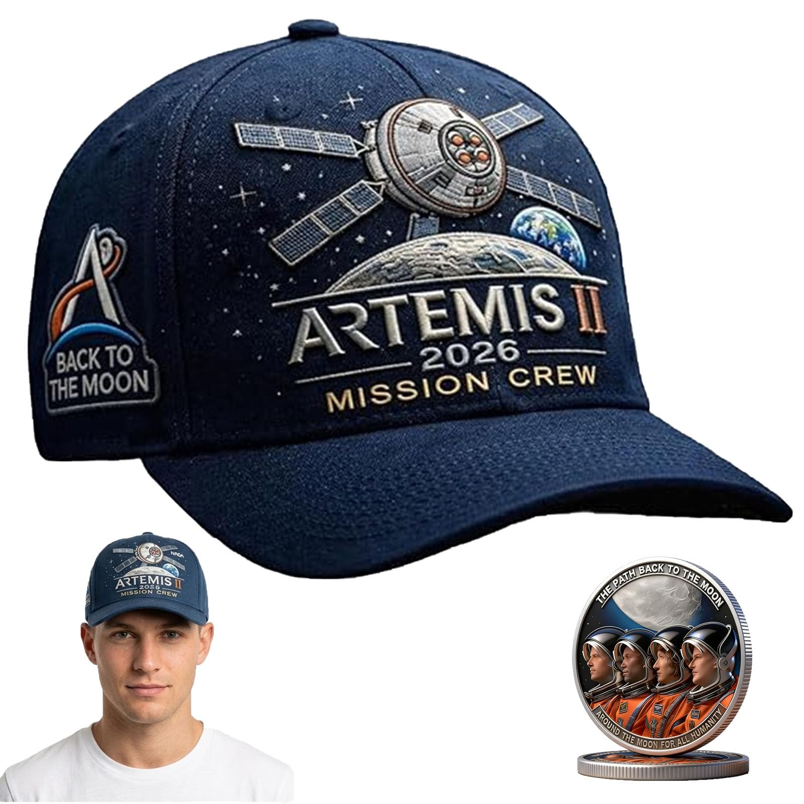 Artemis II Lunar Mission Commemorative Cap, Back to the Moon Lunar Mission Hat, Adjustable Artemis 2 Space Gift