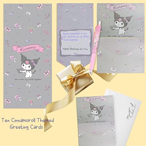 Miniatura 8 de Lobsgous Kuromi School Supplies Set, Kawaii School Supplies Gift Set, Including Cartoon Journal Pencil Case Ballpoint Pen ID Badge Holder Stickers