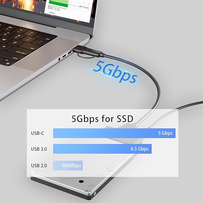 Adaptador SATA a USB 3.0 y USB C para SSD/HDD 3.5/2.5 pulgadas miniatura 3