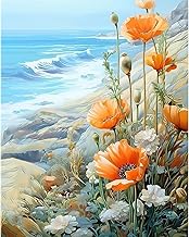 feelive Flowers Diamond Painting Adult, DIY Sea Diamond Painting Complete 5D Diamond Painting Kit Craft Rhinestone Cross Stitch Painting for Adults, Children, Home Decoration 30 x 40 cm