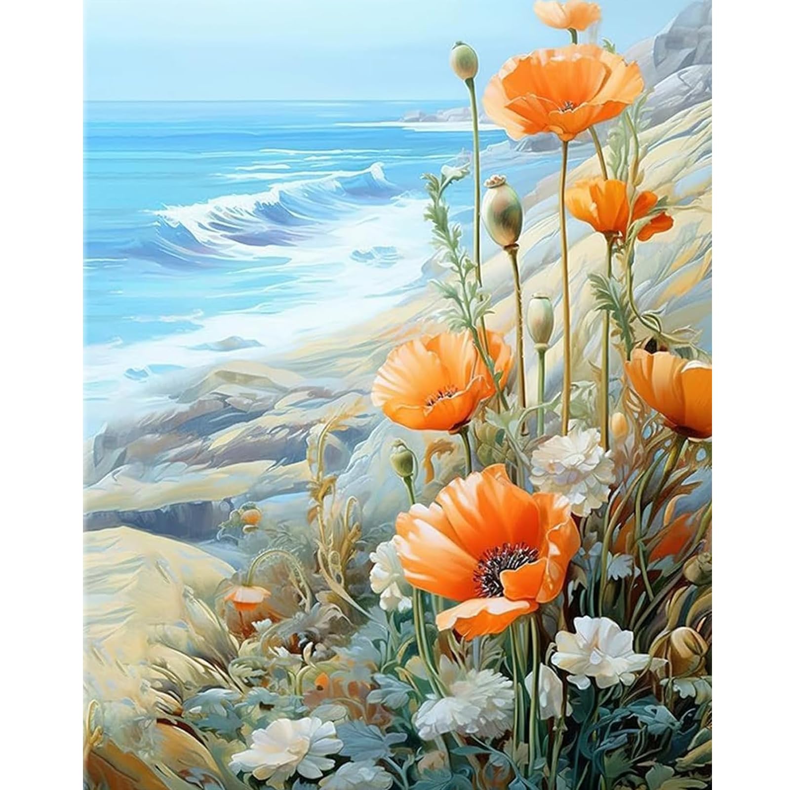 Kit Peinture Diamant 5D Fleurs - 30x40 Cm, DIY Artisanat, Décoration Murale Pour Adultes Et Enfants