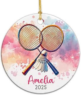 Customized Badminton Ornament 2025, Personalized Badminton Christmas Ornament Gift for Badminton Lover, Badminton Xmas Tree Ornament, Custom Name Badminton Player Ornament, Badminton Ceramic Ornament