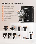 7D Head Shaver for Bald Men, Smooth Electric Razor for Head & Face, IPX7 Waterproof Wet/Dry Shaver, LED Display, Fast Charging, 5-in-1 Grooming Kit for Travel & Home, Replacement Brush Heads