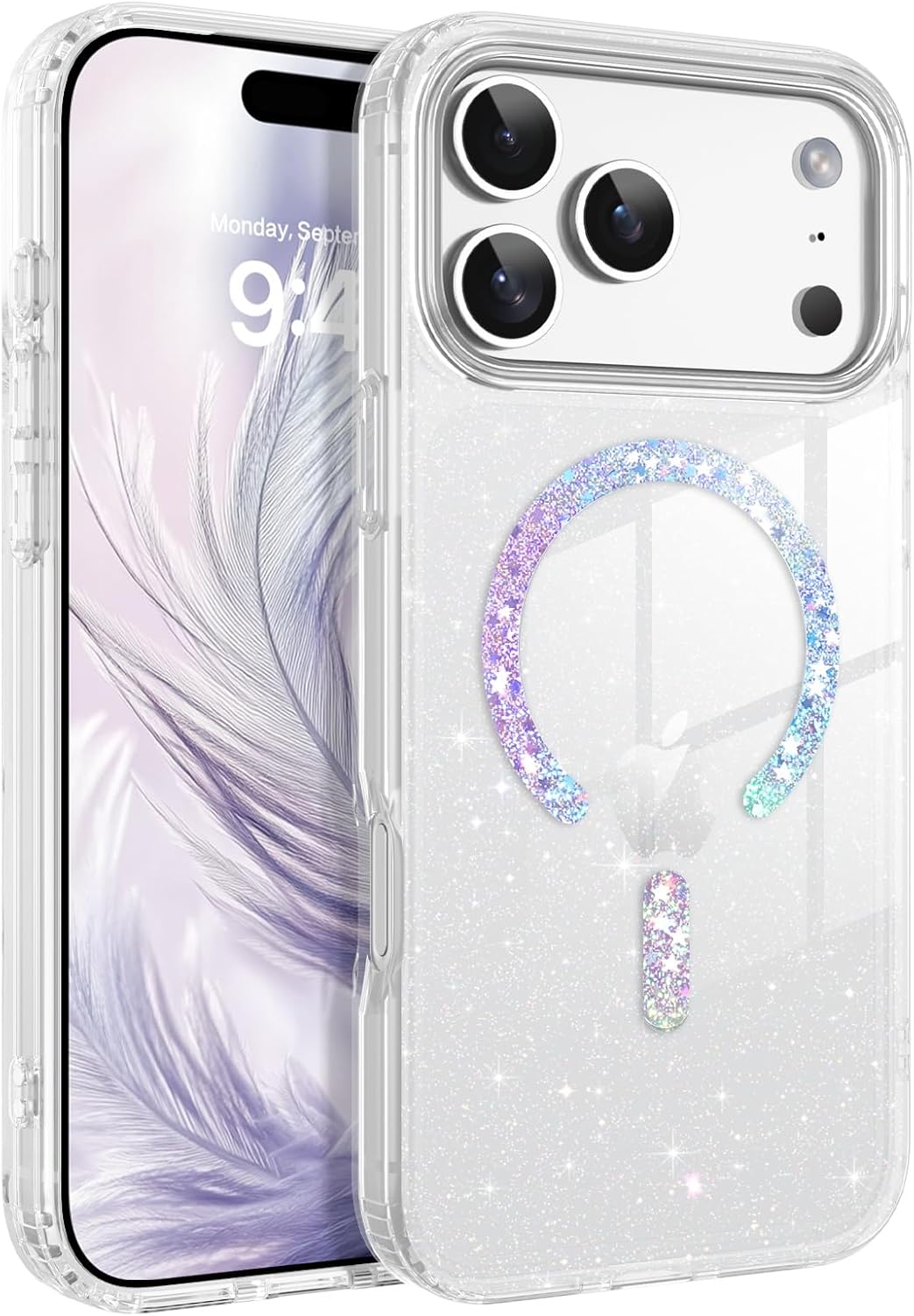 BENTOBEN Magnetic for iPhone 17 Pro Max Case, Clear Crystal Glitter Bling 17 Pro Max Phone Case [Compatible with MagSafe], Shockproof Sparkly Cute Women Girl Cover for iPhone 17 Pro Max, Clear Glitter