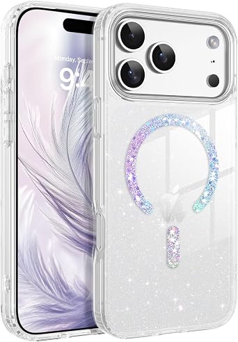 BENTOBEN Magnetic for iPhone 17 Pro Max Case, Clear Crystal Glitter Bling 17 Pro Max Phone Case [Compatible with MagSafe], Shockproof Sparkly Cute Women Girl Cover for iPhone 17 Pro Max, Clear Glitter