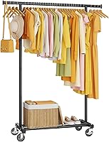 HYSEYY Rolling Clothes Rack - Sturdy 180lbs Metal Garment Rack with Lockable Wheels, Portable Wardrobe Closet for Bedroom, Laundry, Living Room - Black