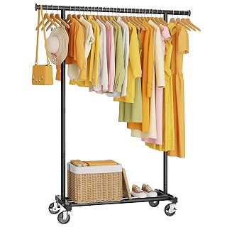 Clothes Rack, Clothing Rack for Hanging Clothes, Rolling Garment Rack Sturdy Coat Rack Portable Wardrobe Rack Metal Closet Rack for Bedroom Laundry Living Room, Black - Amazon product rated Grade A
