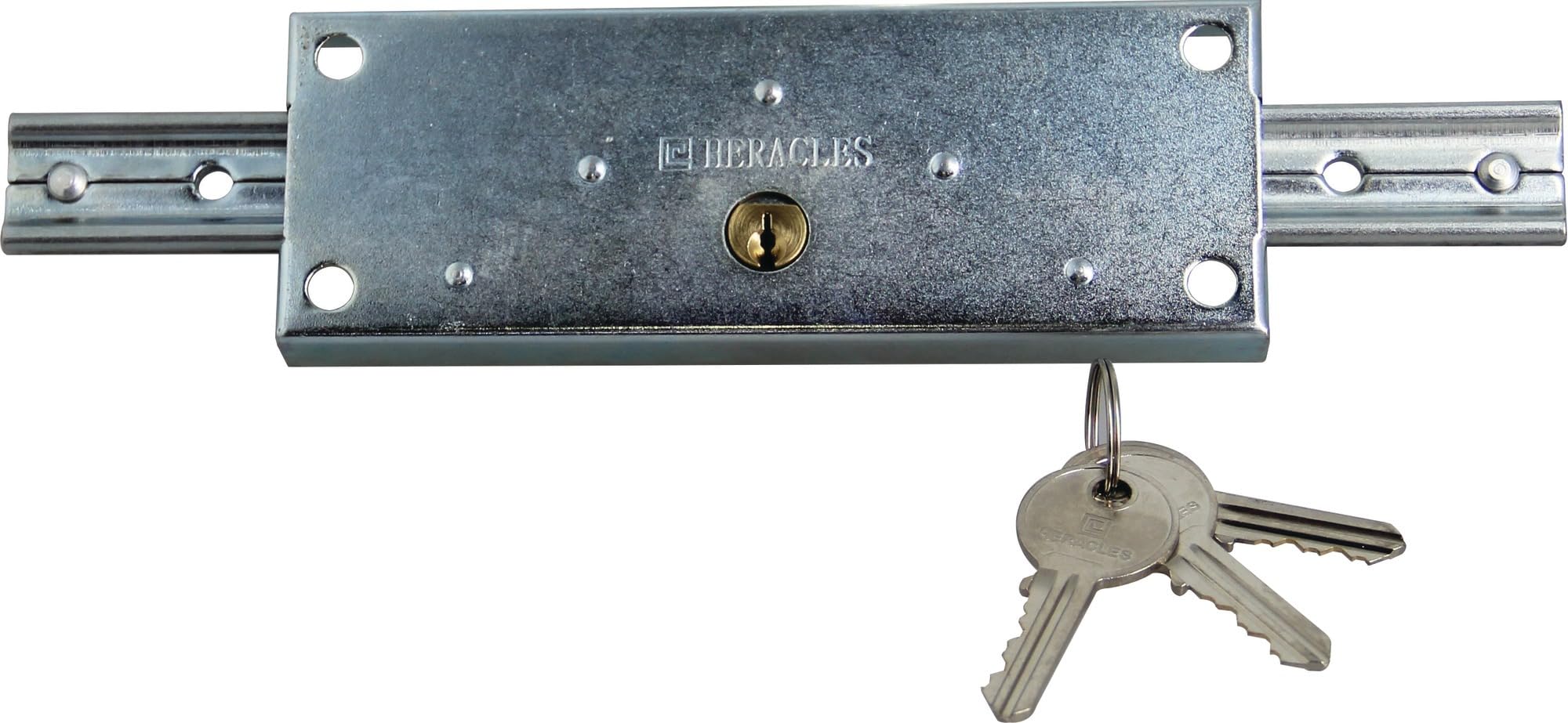 Serrure de rideau métallique HERACLES 155x55mm à tringle plate I-521100