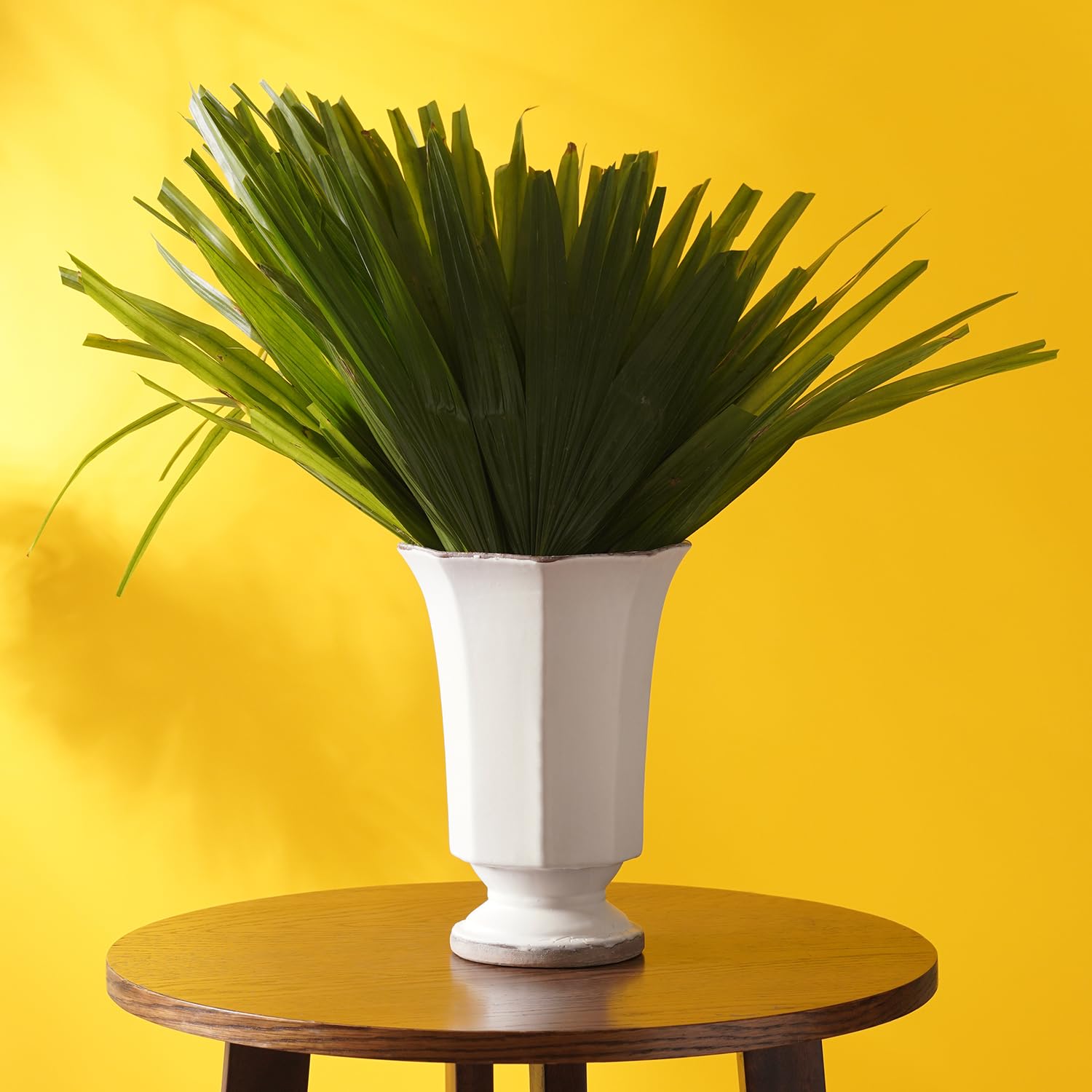 Pure Home + Living Ivory Hexagonal Ceramic Vase for Home Decor| Decoration Item for Living Room Office| Table Decorative Flower Pot for Gifting (Pack of 1)-image-37