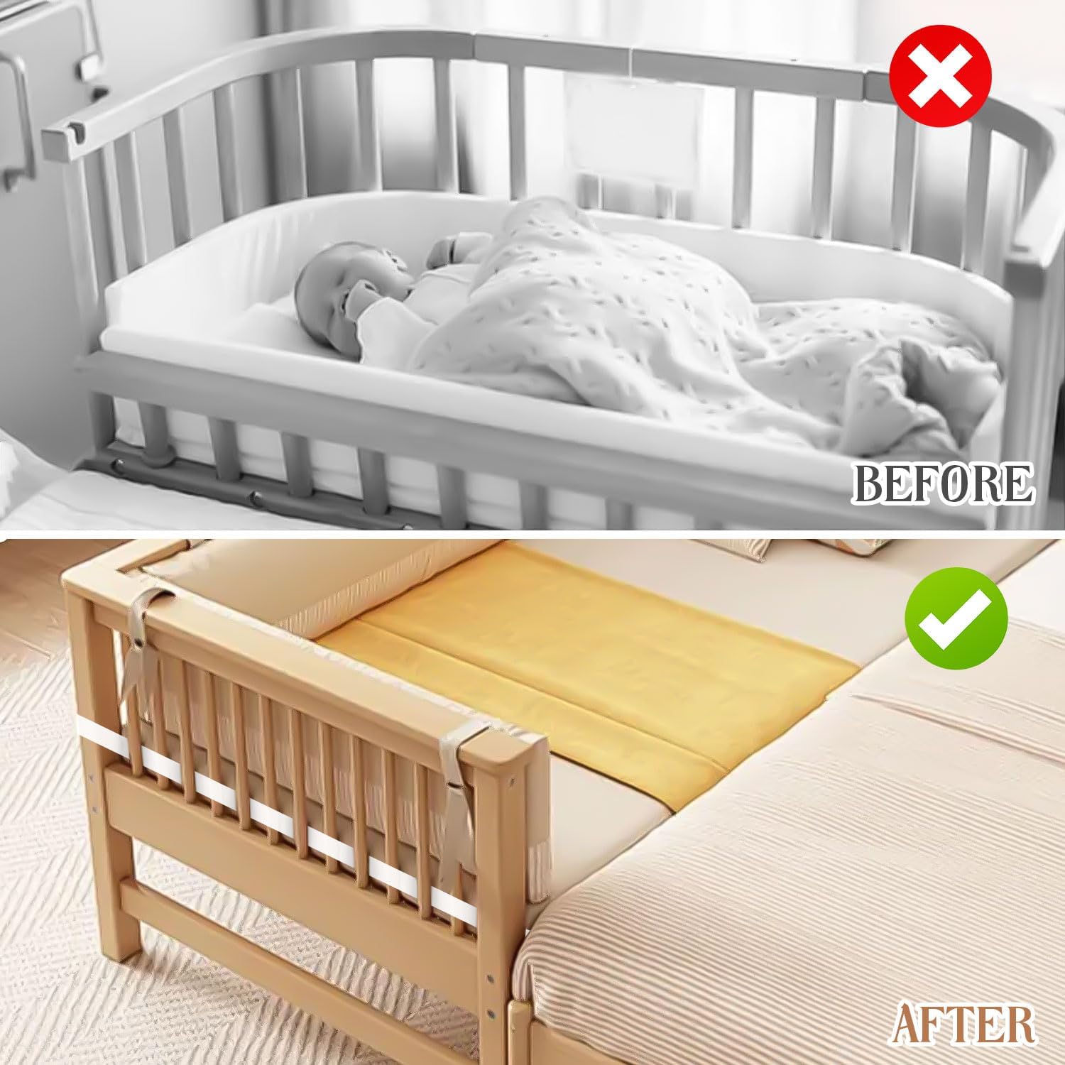 Cintura Fissaggio Lettino 8,0 m x 2,6 cm – Cinghia Universale Regolabile per Lettini Affiancati Co-Sleeping, Boxspring, Culle e Letti Pieghevoli – Treccia Culla Paracolpi