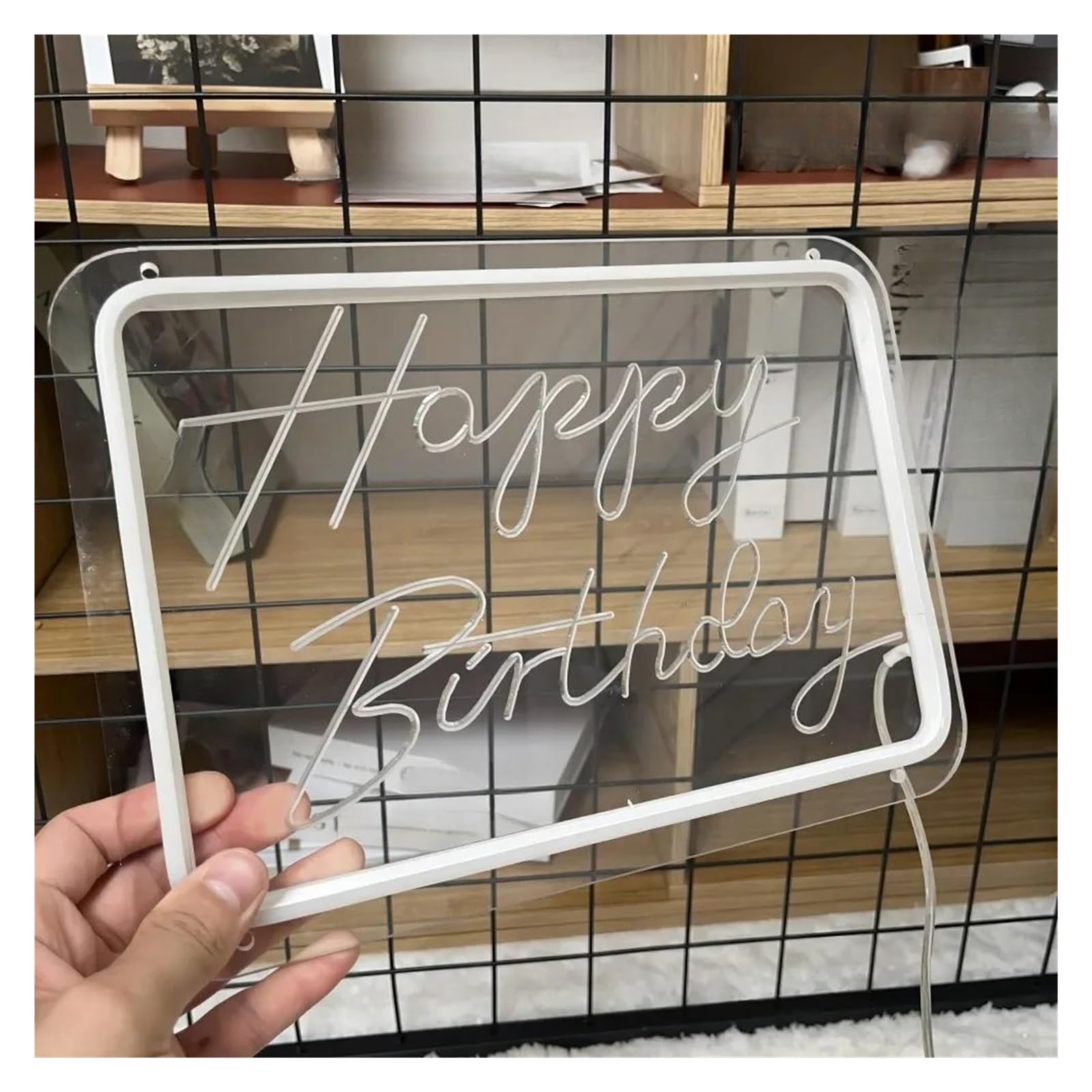 Wiszące neony artystyczne Grawerowane Neony Led Z Napisem "Happy Birthday" Zasilany Przez USB Na Imprezy Pomieszczenia Sklepowe Kawiarnia Dekoracja Ścienna Znak(12x7.5inch)