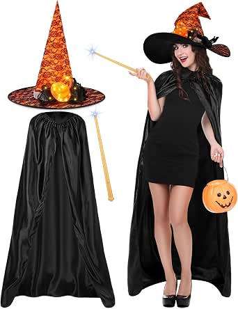 Disfraz De Mago Completo Para Niño Y Niña – Incluye Capa, Chaleco, Sombrero, Guantes, Varita Y Bolsa Mágica, Ideal Para Halloween, Carnaval Y Fiestas