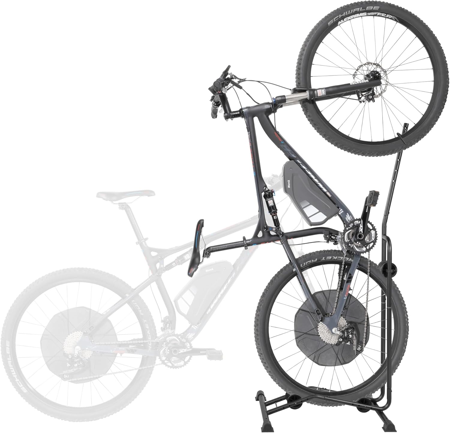 CyclingDeal Upright Bike Stand – Premium High quality Vertical & Horizontal Adjustable Bicycle Flooring Parking Rack – for Storing MTB Street Bikes – as much as 29” Wheel Dimension – for E Bike – 1 Bike