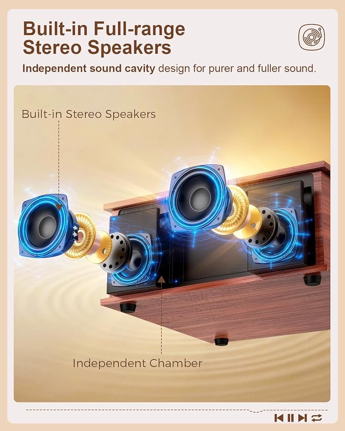 Tocadiscos Bluetooth 10 en 1 con CD, USB y altavoces miniatura 9